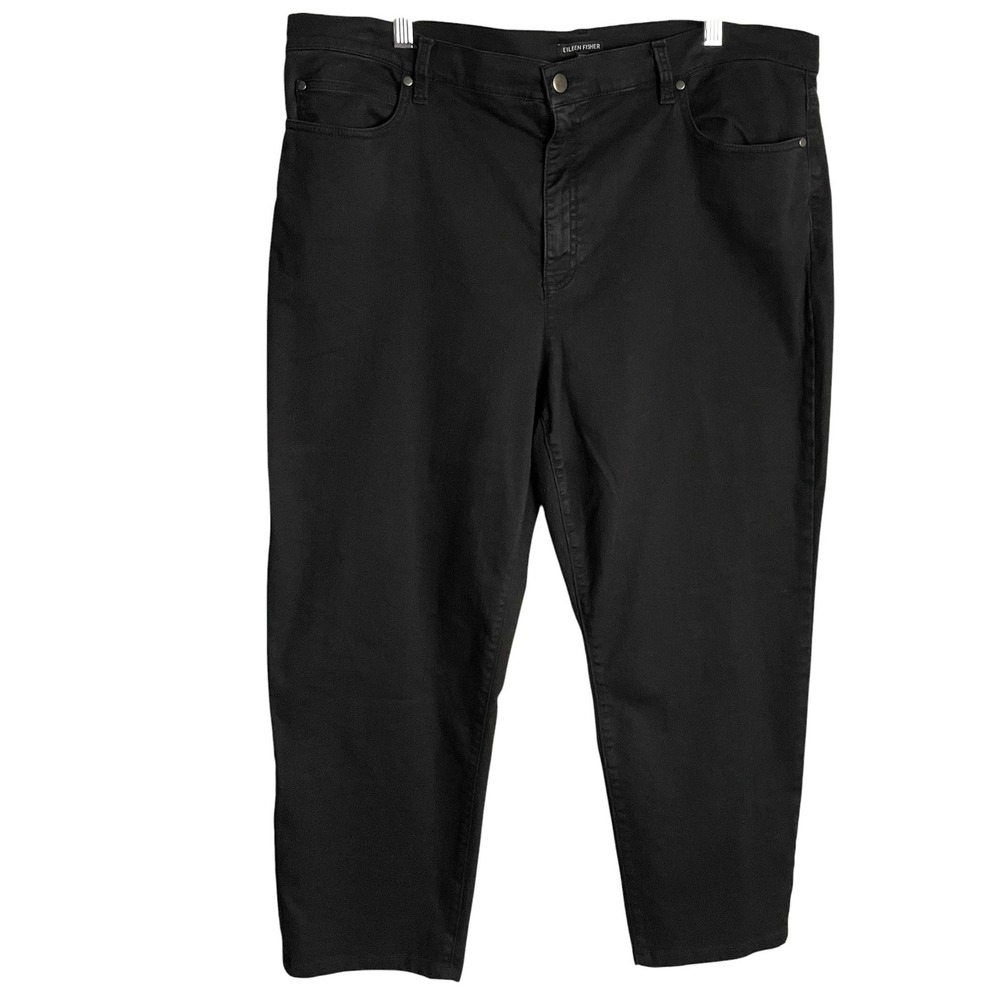 Eileen Fisher Womens Ankle Jeans Size 1X Black High Rise Organic Cotton Stretch
